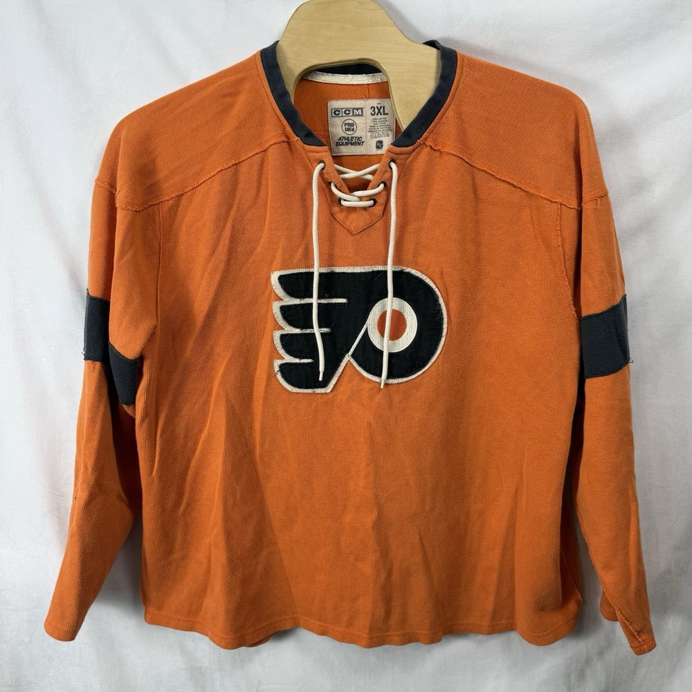 Philadelphia Flyers CCM Pro Ok'd Athletic Sweatshirt NHL Crew Neck Lace Up‎ 3XL